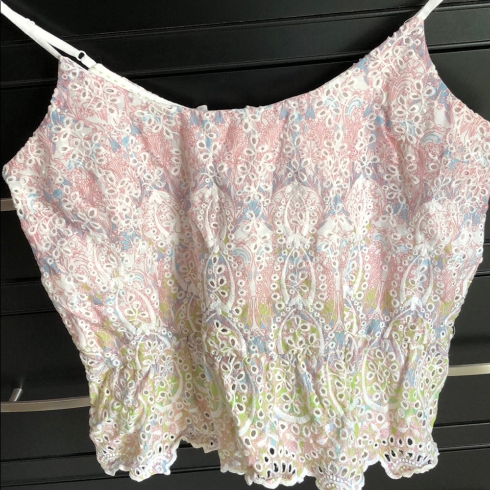 Anthropology pink tank crop top